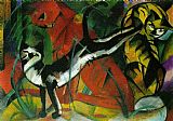 Franz Marc Canvas Paintings - hree Cats